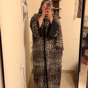 leopard print kimono abaya
